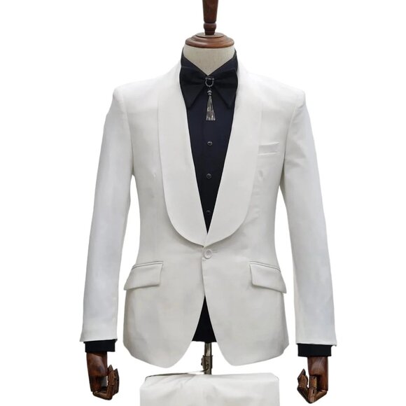 Ivory Tuxedo - Cream Wedding Suit  - Off White Groom 2 Button Lapel Suit main image 1